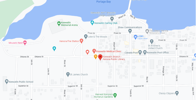 Google map of Keewatin Branch Library